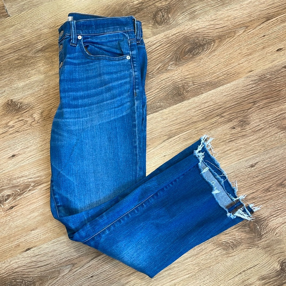 Madewell Cali Demi Boot Raw Hem Button Fly